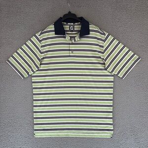 FootJoy Athletic Fit Men's XL short sleeve golf shirt Green & Navy Striped Polo